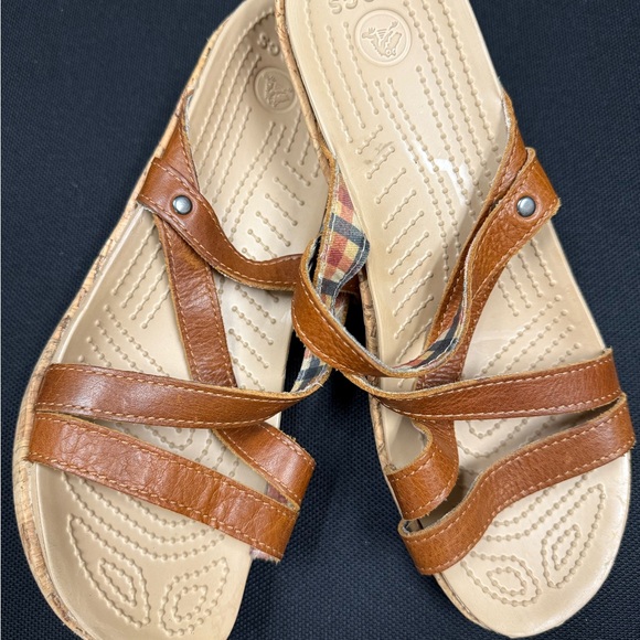 Crocs Brown Wedge Strappy Sandals - Picture 1 of 3